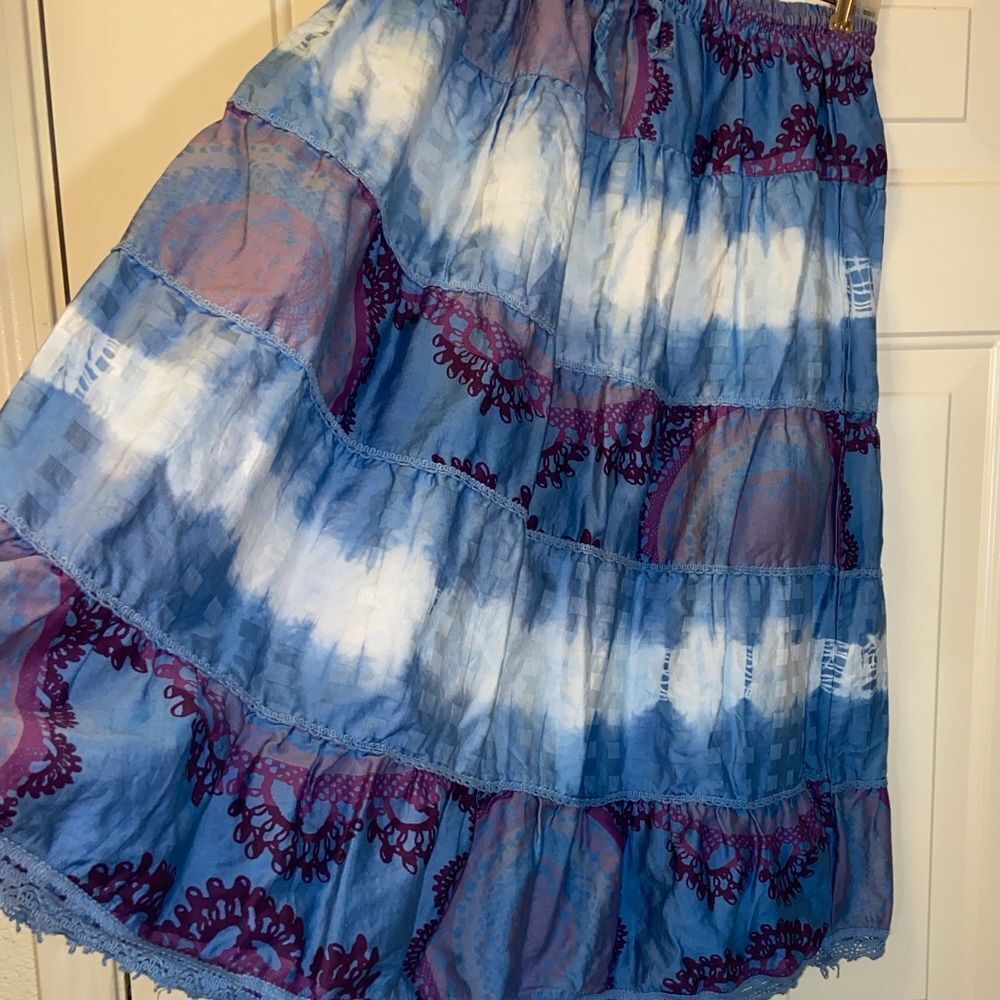 Blue and Purple Women's Skirt Free Size M